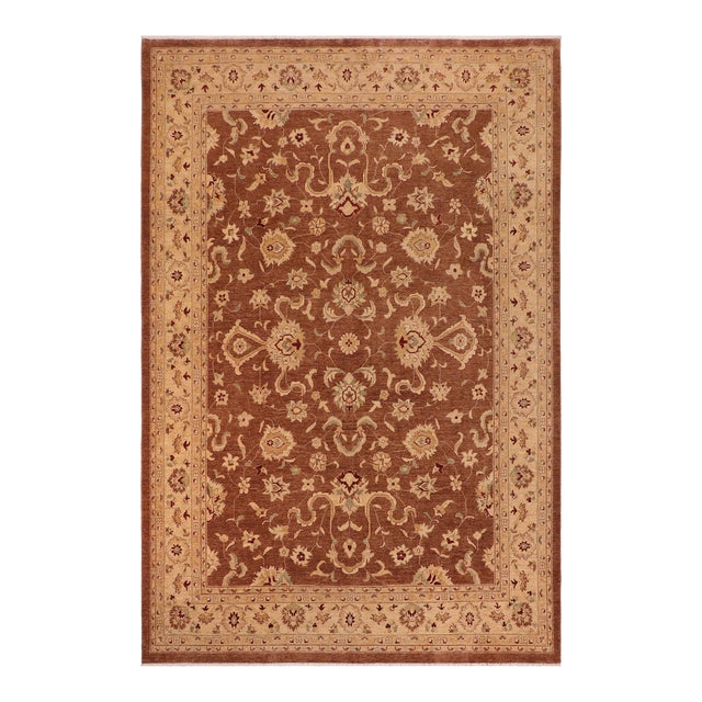 Classic Ziegler Brown Gold Hand-Knotted Wool Rug - 10'1'' X 13'6'' For Sale