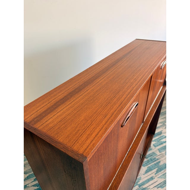 Jentique Authentic Vintage British Mid-Century Teak Drop-Front Cabinet Bar Inspired by G Plan For Sale - Image 4 of 13