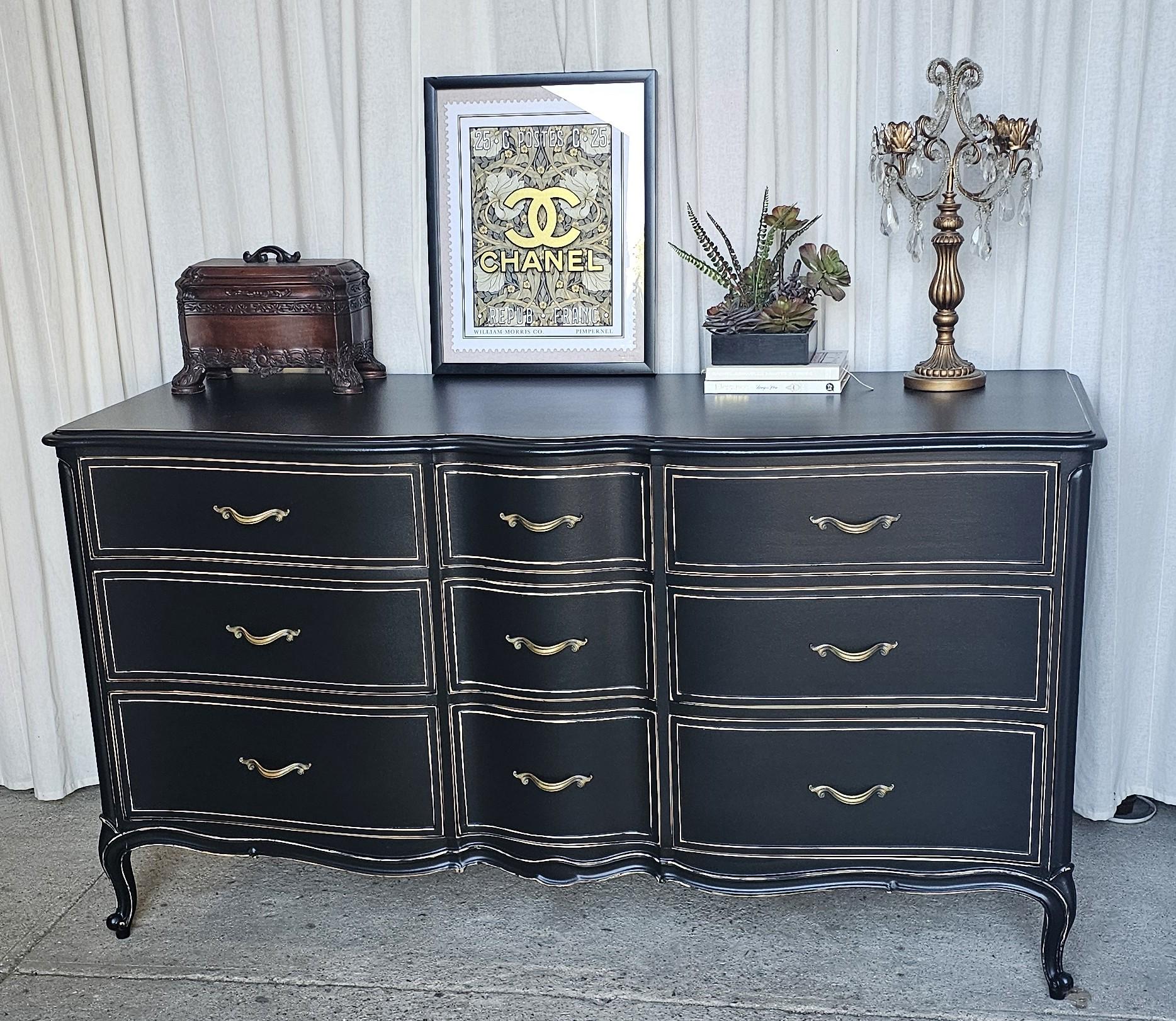Drexel Touraine , Black Triple Dresser, Circa 1950's | Chairish