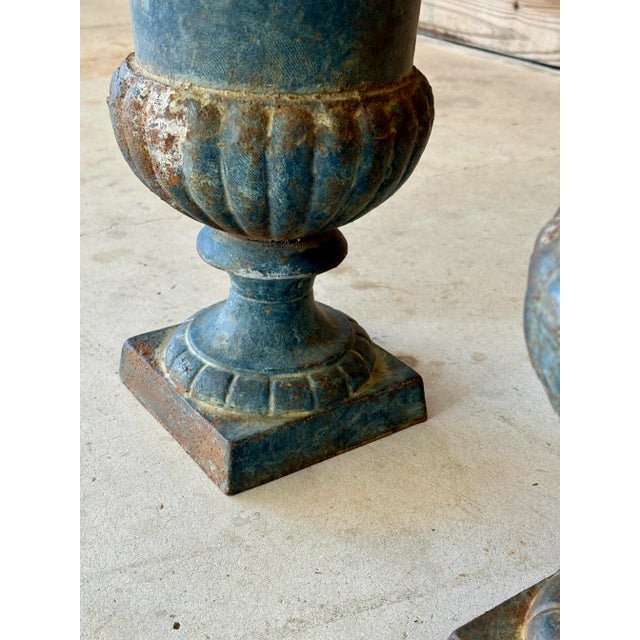 Early 20th Century French Cast Iron Medici Urn Planters – Pair For Sale In Naples, FL - Image 6 of 12