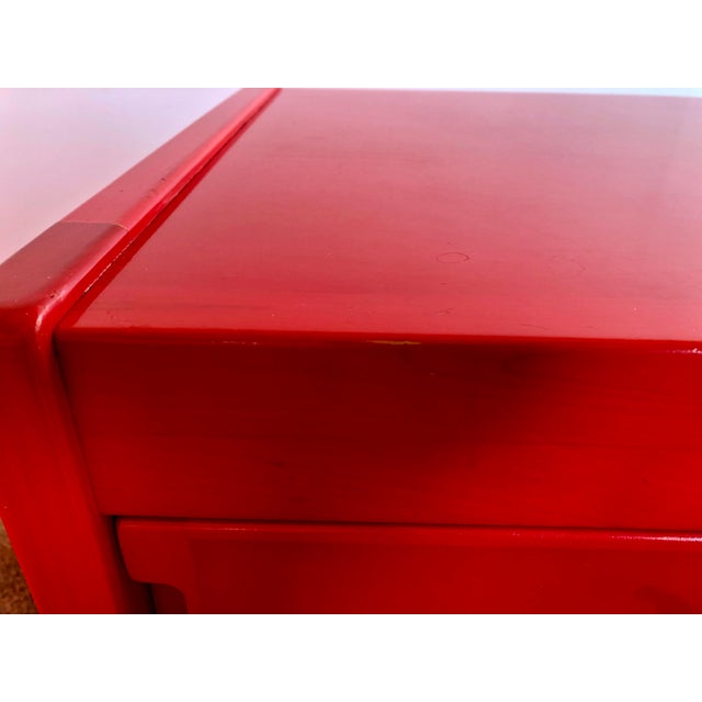 Red 1970s Red Single Drawer Modern Night Table For Sale - Image 8 of 12