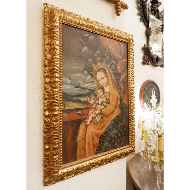 Virgin and Child, Late 19th Century, Oil on Canvas, Framed For Sale - Image 5 of 13
