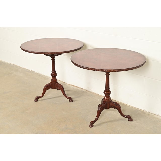 Smith & Watson Georgian Mahogany and Burl Wood Pedestal Tea Table For Sale - Image 13 of 14