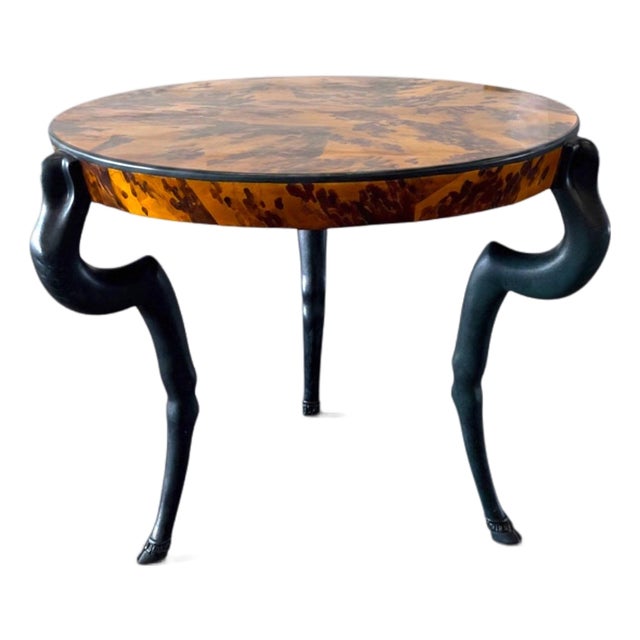 Sirmos Sculptural Goat Leg Center Table With Faux Tortoise Finish, 1970's For Sale