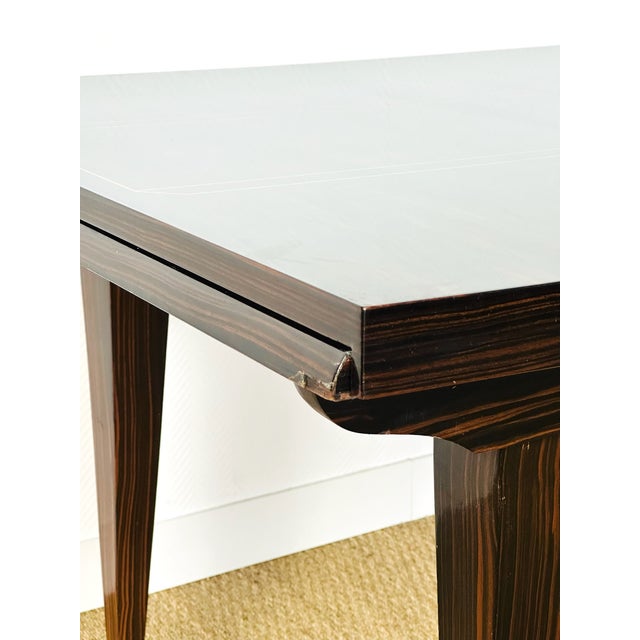 Art Deco Dining Table in Macassar Ebony with Extensions, France, 1940s For Sale - Image 9 of 18