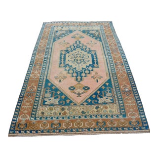 Unique Colour Vintage Handknotted Rug For Sale