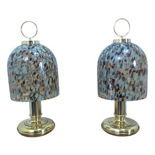 Vintage Table Lamps in Murano Glass and Brass, 1970s, Set of 2 For Sale