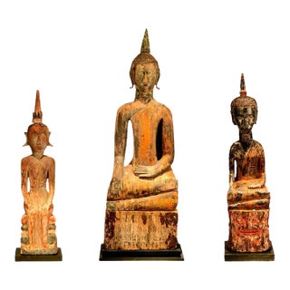 Three Village Buddha Statues from Laos For Sale