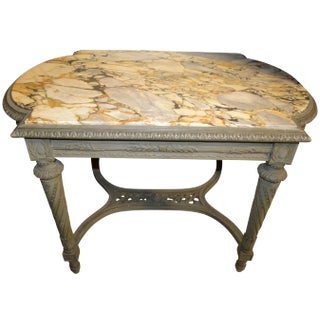 19th Century French Louis XVI Center Table or Console With Veined Marble Top For Sale