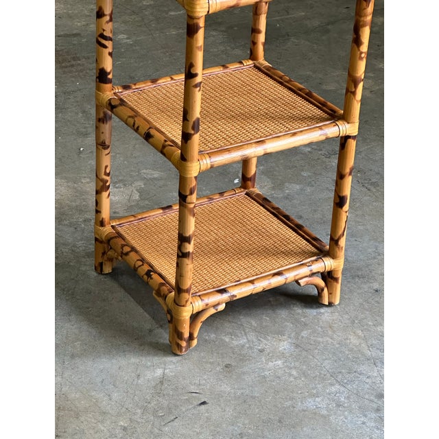 1980s British Colonial Faux Bamboo and Cane Tall Shelf For Sale In Philadelphia - Image 6 of 9