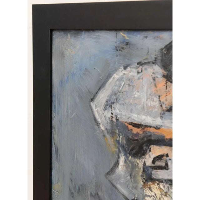 Mid Century Modern Abstract Jim Dine Style "Torso" Painting Framed Signed Blues, Grays, Green, Orange, Black For Sale In Miami - Image 6 of 8