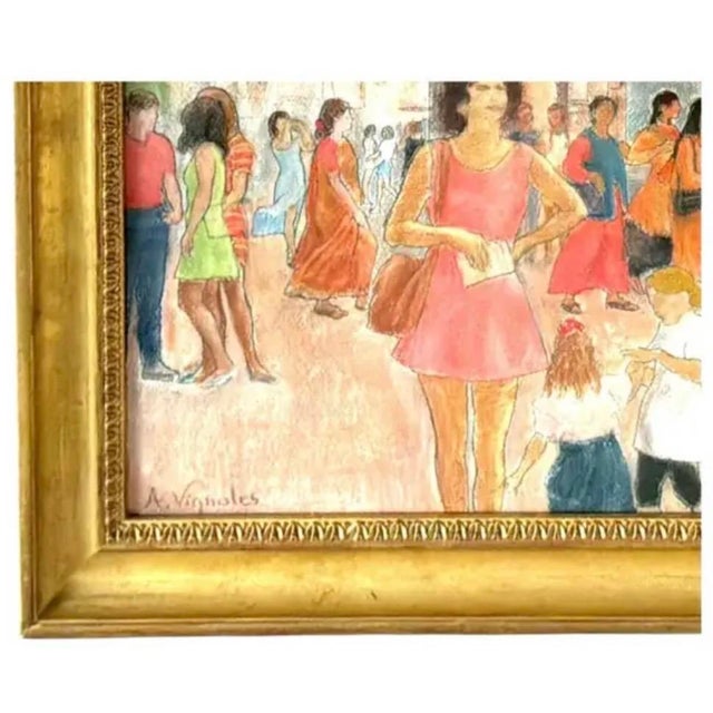 Mid 20th Century Parisian Street Pastel Painting “Arc De Triomphe, Paris” by Andrè Vignoles For Sale - Image 5 of 10