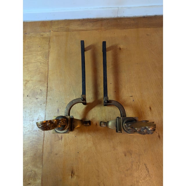 20th Century Brass Lion Andirons - a Pair For Sale In Chicago - Image 6 of 9