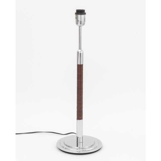 Metalarte Rattan Wrapped and Chrome-Plated Table Lamp For Sale In New York - Image 6 of 7