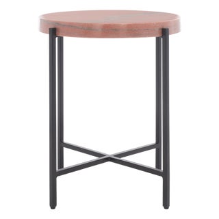 Azula Stone Top Accent Table in Burnt Orange / Black For Sale