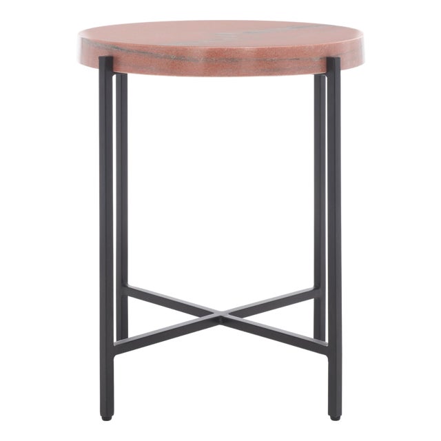 Azula Stone Top Accent Table in Burnt Orange / Black For Sale