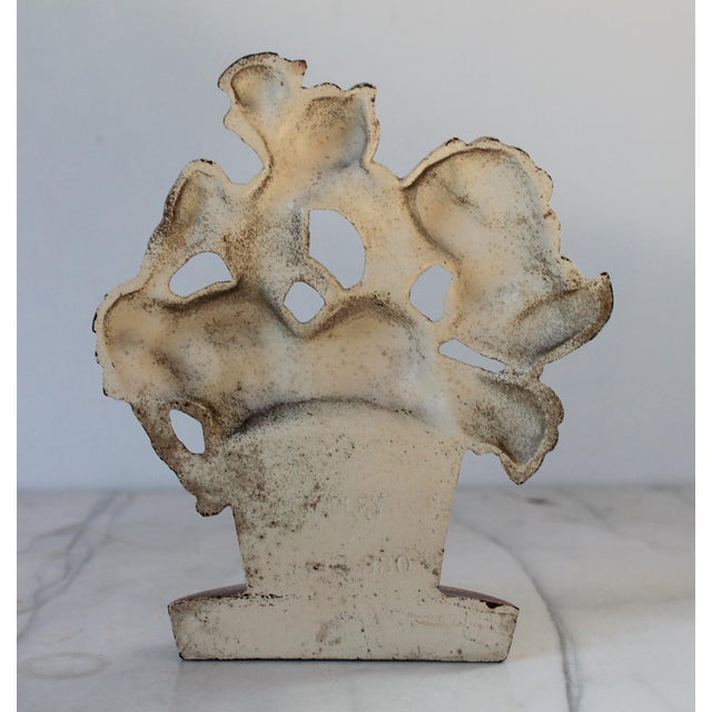 Metal Vintage Cast Iron Floral Poppies Basket Doorstop For Sale - Image 7 of 7