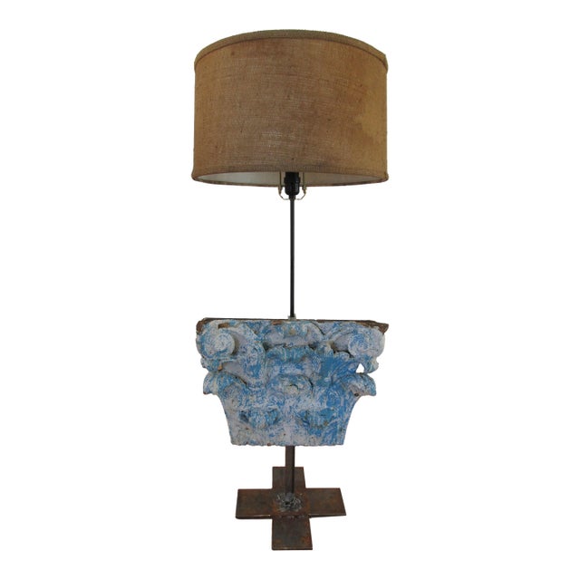 1820s Reclaimed Regency English Antique Corinthian Capital Table Lamp For Sale