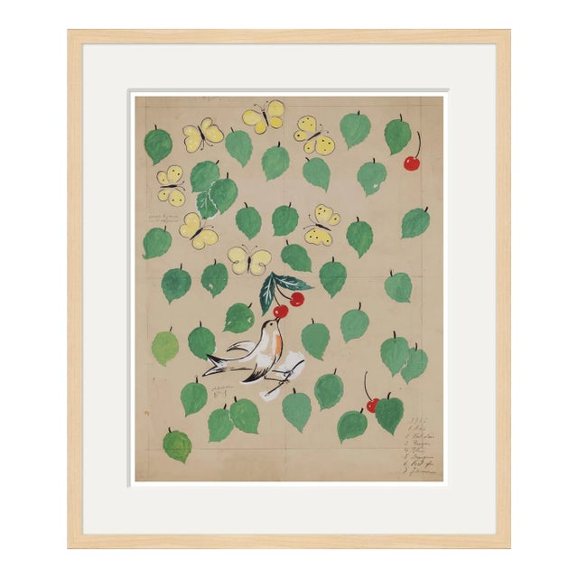 Cherries Art Print in Maple Frame by Paule Marrot For Sale