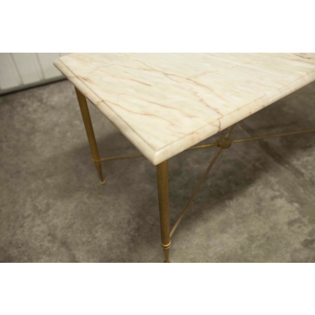 Coffee Table in Marble with Brass Base, 1950s For Sale - Image 6 of 18