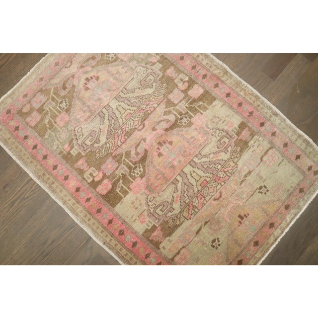 Antique Zabihi Collection Persian Brown Pink Small Rug For Sale In New York - Image 6 of 7