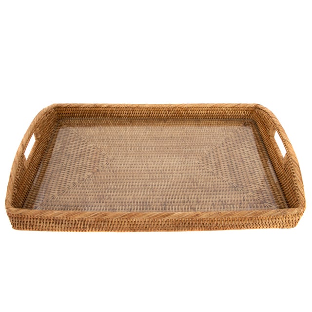 Our rectangular rattan serving and ottoman trays with glass inserts will instantly add a gorgeous touch to any room of...