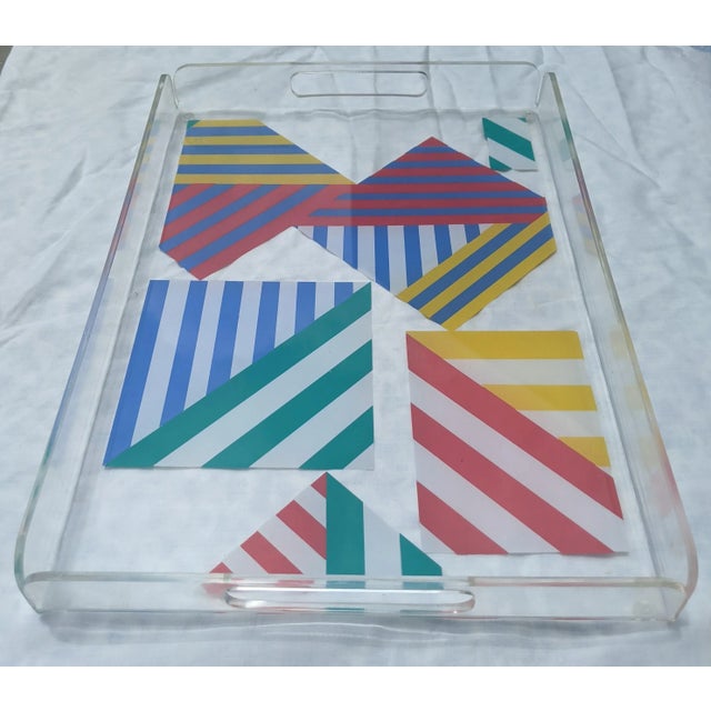 Vintage Lucite Postmodern Memphis Tray With Handles For Sale - Image 4 of 11