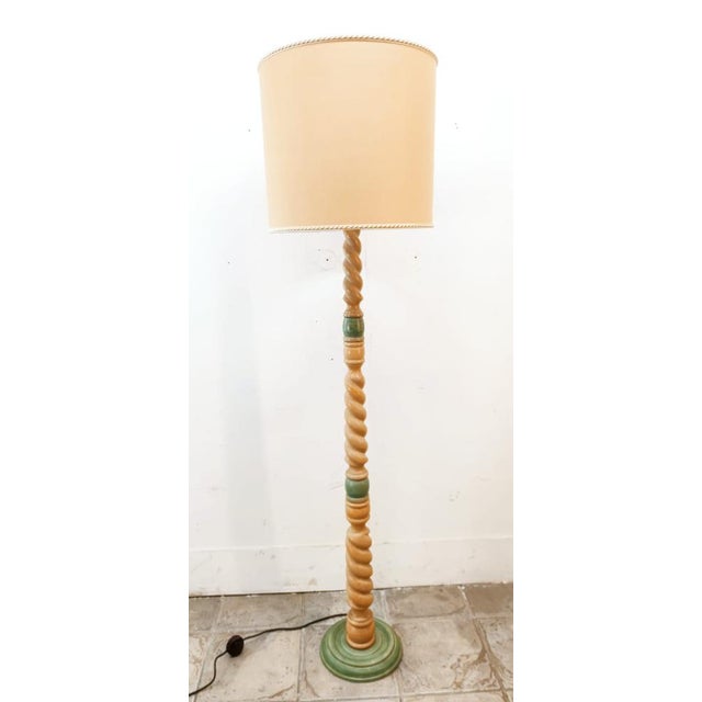 Floor Lamp with Twisted Wood Base For Sale - Image 11 of 14