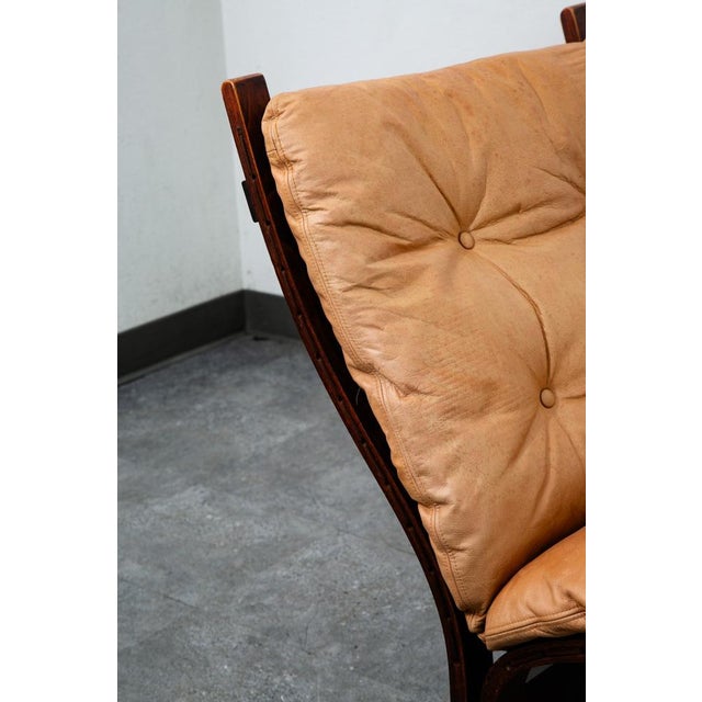 Wood Mid Century Danish Modern Lounge Chair Tan Leather Attributed to Ingmar Relling Westnofa MCM For Sale - Image 7 of 12