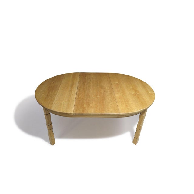 Mid 20th Century Mid 20th Century Attributed to Henning Kjærnulf Scandinavian Solid White Oak Round Dining Table With Leaves For Sale - Image 5 of 12