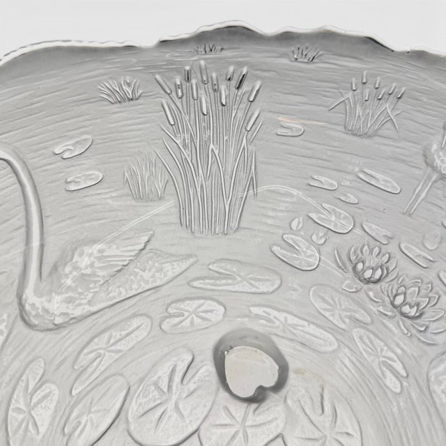 White Frosted Glass Console Footed Bowl by Cambridge in the “Everglades” Pattern, Circa 1940 For Sale - Image 8 of 11