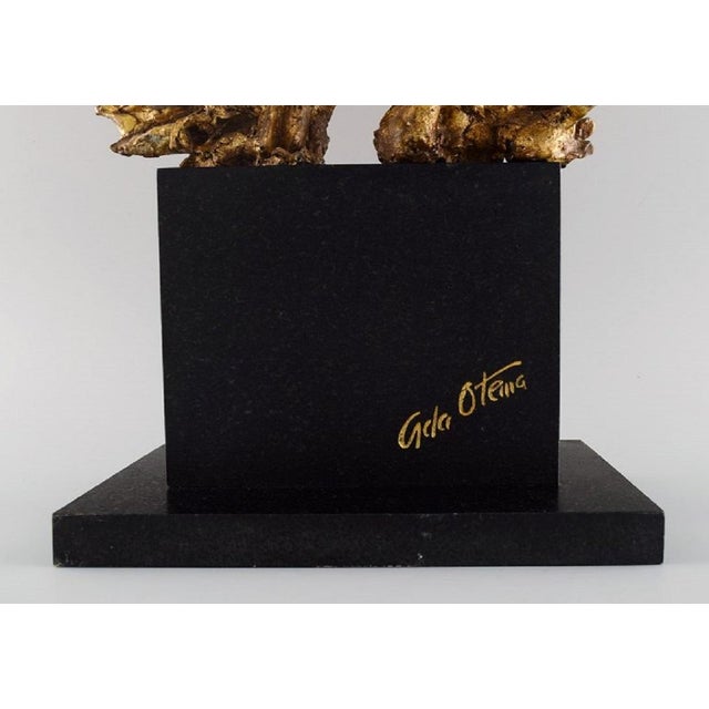 Large Gold Metal on Marble Plinth Sculpture For Sale - Image 6 of 9