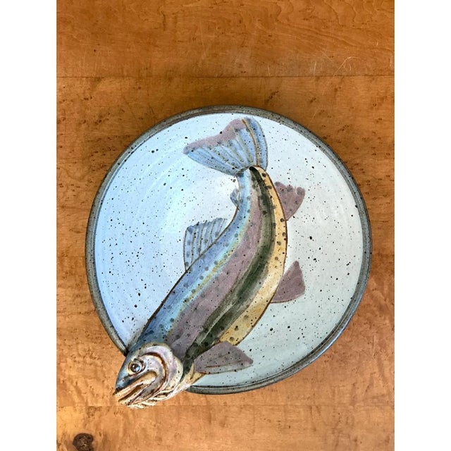 Mid-Century Modern Vintage Handcrafted Fish Design Pottery Bowl For Sale - Image 3 of 12