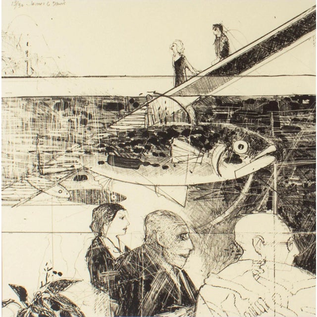 A 1989 lithograph print by the American artist James G. Davis (1931-2016). Titled "Profiles," this work was printed by the...