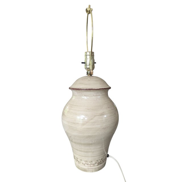 Mid Century Modern Glazed Ceramic Pottery Table Lamp For Sale - Image 4 of 14