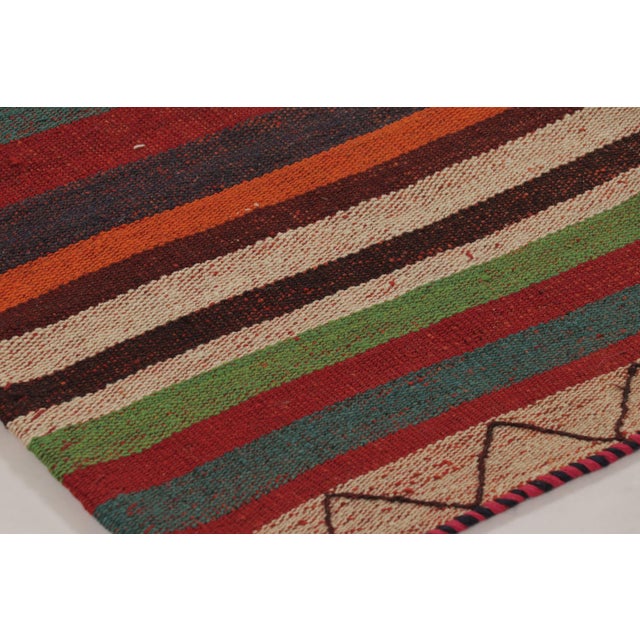 Traditional Vintage Persian Kilim, Vibrant Geometric Stripe Patterns - Rug & Kilim For Sale - Image 3 of 9
