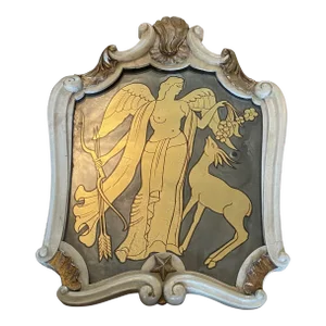 Early 20th Century Maison Jansen Verre églomisé French Style Mid Century Carved Gilt Mirror