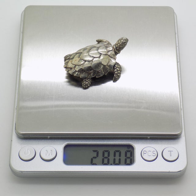 Vintage Italian Handmade Genuine Sterling Silver 925 Loggerhead Sea Turtle Figurine, 1980s For Sale - Image 10 of 13