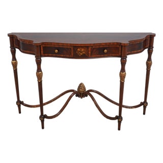 Maitland Smith 2 Drawer Regency Mahogany Console Table For Sale