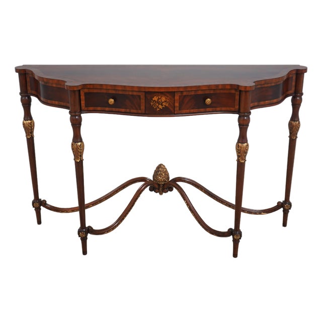 Maitland Smith 2 Drawer Regency Mahogany Console Table For Sale