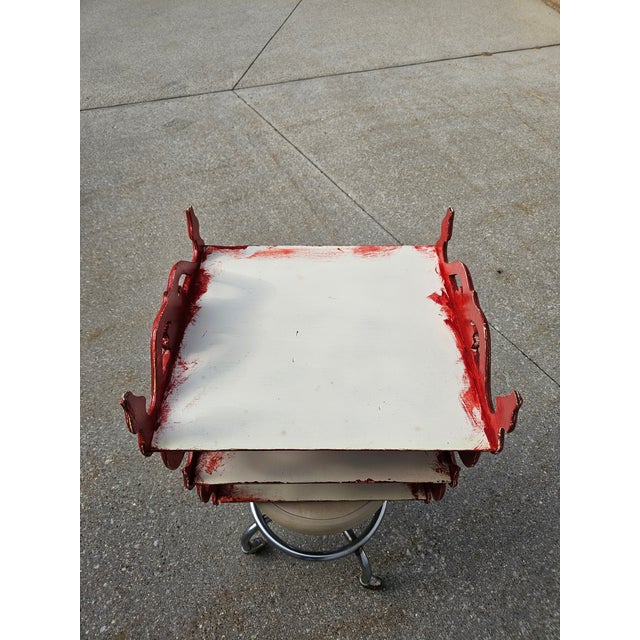 Red and White Antiqued Etagere Side Table For Sale - Image 10 of 10
