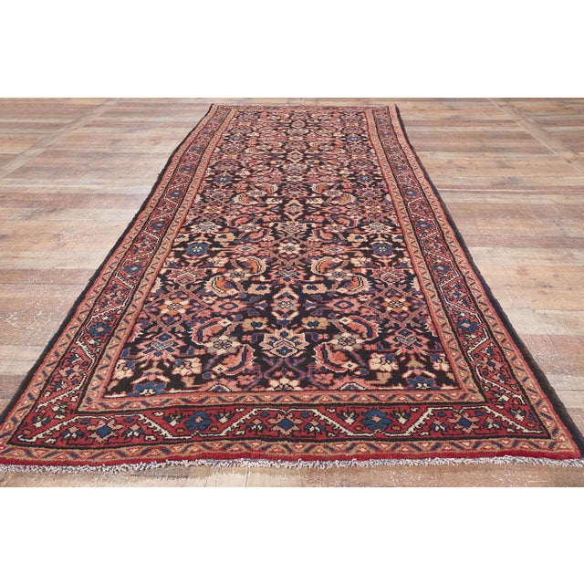 Navy Blue Vintage Persian Mahal Rug Runner - 03'08 X 10'06 For Sale - Image 8 of 9
