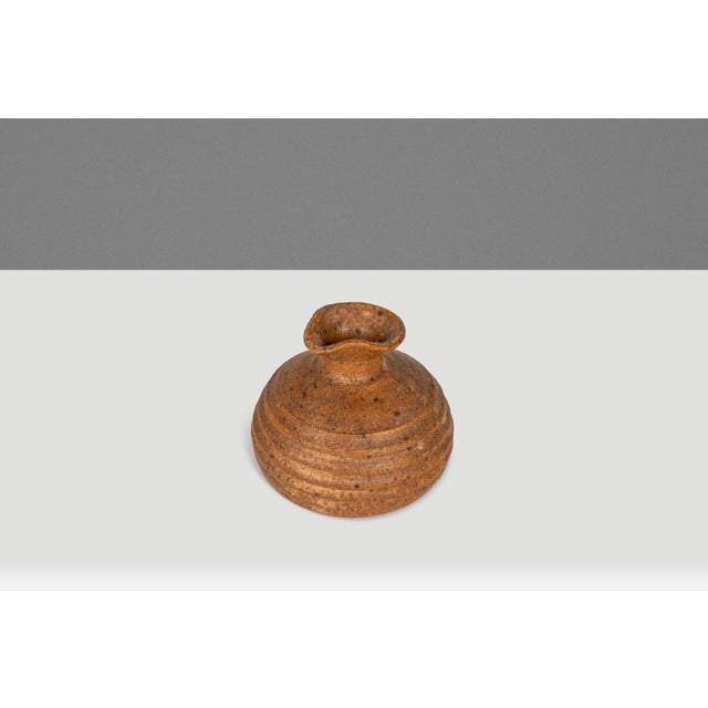Ceramic Set of Two (2) Miniature Vintage Ceramic Japanese Shigaraki Yaki Ikebana Flower Vases Vessels, Japan, C. 1960s For Sale - Image 7 of 18