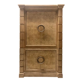 Vintage Drexel Heritage Burlwood Armoire Entertainment Center or Bar For Sale