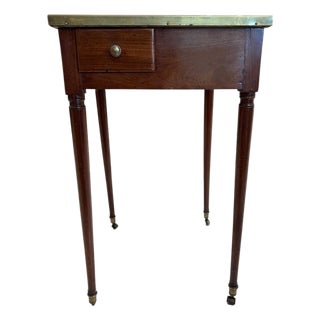18th Century French Louis XVI Walnut Rafraichissoir Table With Turquin Marble For Sale