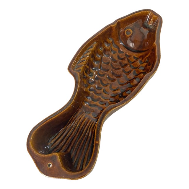 Large Ceramic Brown Vide Poche in Fish Form, Italy, 1960s For Sale