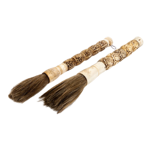 Early 20th Century Chinese Hand Carved Calligraphy Brushes—A Pair