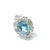 Bochic “Orient” Art Deco Blue Topaz and White Topaz Set 18K Gold&Silver, Size 7 For Sale In New York - Image 6 of 12