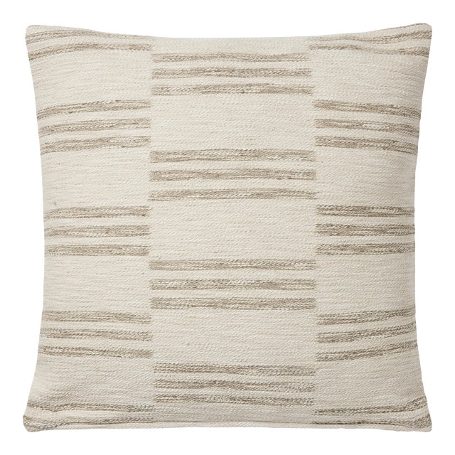 Amber Lewis x Loloi Jay Ivory / Sand 22'' x 22'' Cover with Poly Pillow For Sale