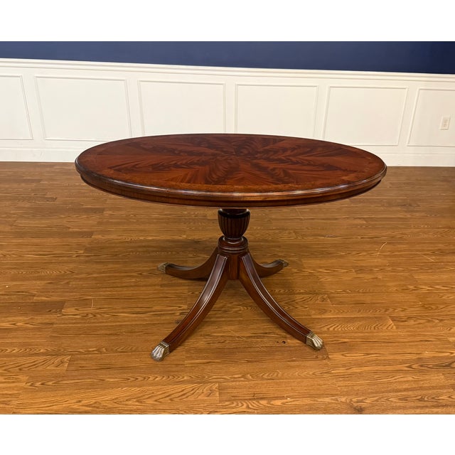 Brown Traditional Oval Mahogany Dining/Breakfast/Game/Foyer Table by Leighton Hall - Made to Order For Sale - Image 8 of 11